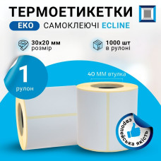 Термоэтикетка T.Eco ECLINE 30мм х 20мм / 1000 шт